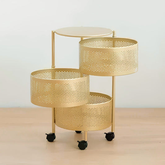 The Golden Edition Premium Round Metal Trolley