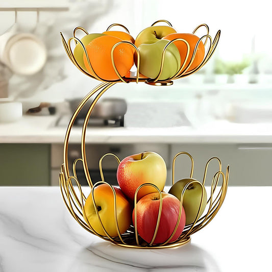 2-Layer Golden Crescent Fruit Basket