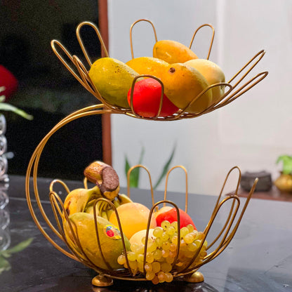 2-Layer Golden Crescent Fruit Basket