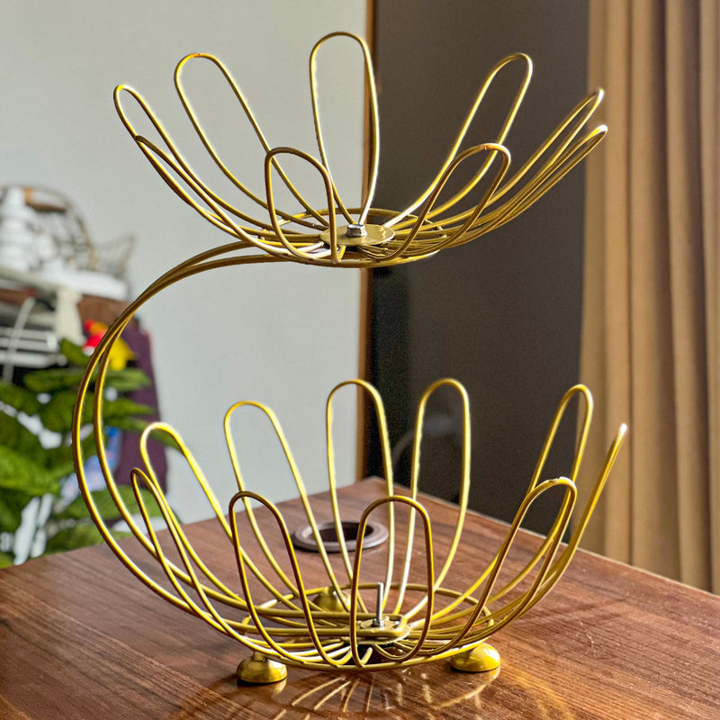 2-Layer Golden Crescent Fruit Basket