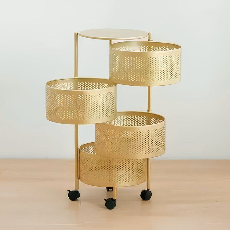 The Golden Edition Premium Round Metal Trolley